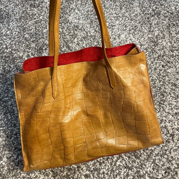 Laura Di Maggio Leather Tote / Shopper Cognac Brown Milan Made in Italy - Picture 3 of 10
